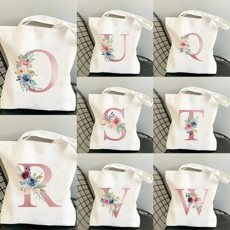 Custom Initials Canvas Tote Bag
