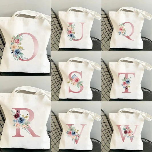 Custom Initials Canvas Tote Bag